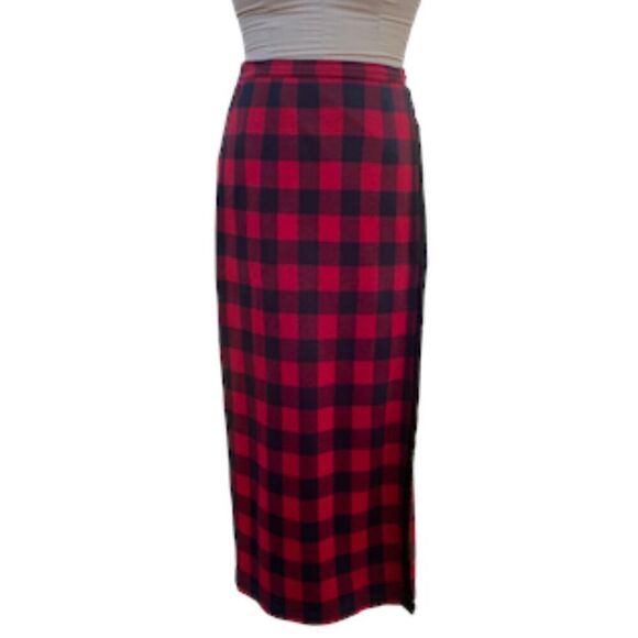 Bechamel Dresses & Skirts - Bechamel Buffalo Plaid Skirt Pull-On Fringe Detail Sz S Vintage